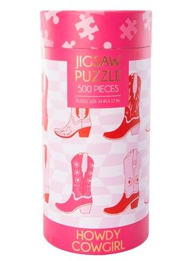 Howdy Cowgirl Boot 500 Piece Jigsaw Puzzle New In The Original Tube Packaging